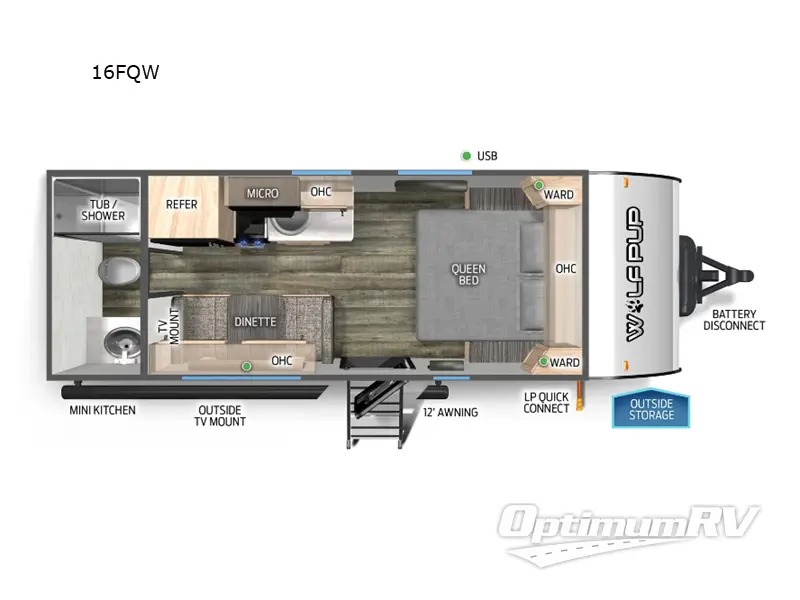 2025 Forest River Cherokee Wolf Pup 16FQW Floorplan Photo