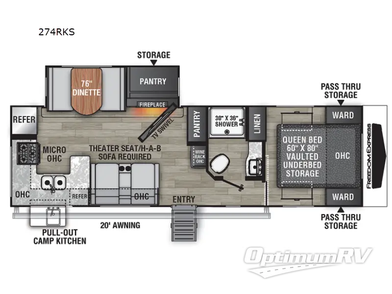 2024 Coachmen Freedom Express Ultra Lite 274RKS Floorplan Photo
