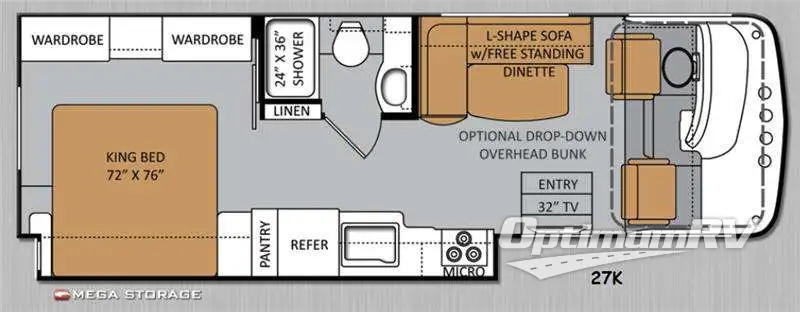 2014 Thor Windsport 27K RV Floorplan Photo