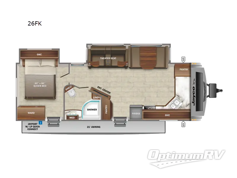 2023 Jayco White Hawk 26FK Floorplan Photo