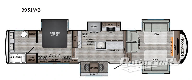 2020 Redwood Redwood 3951WB Floorplan Photo