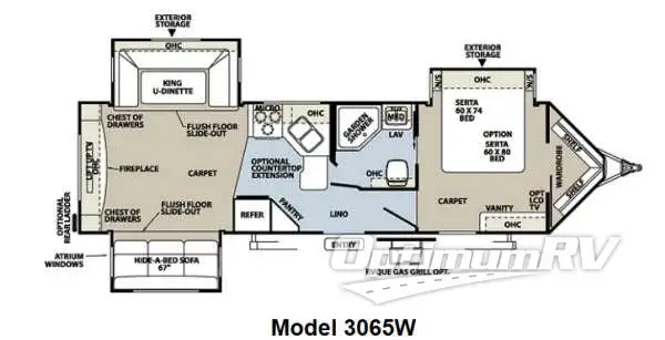 2012 Forest River Rockwood Wind Jammer 3065W RV Floorplan Photo