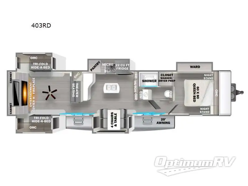 2021 Forest River Sandpiper Destination Trailers 403RD Floorplan Photo