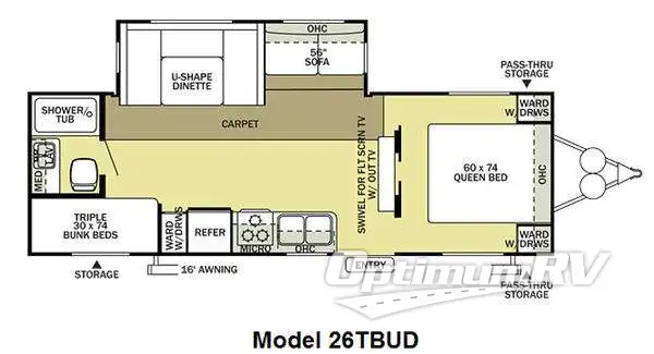 2012 Forest River Salem 26TBUD RV Floorplan Photo