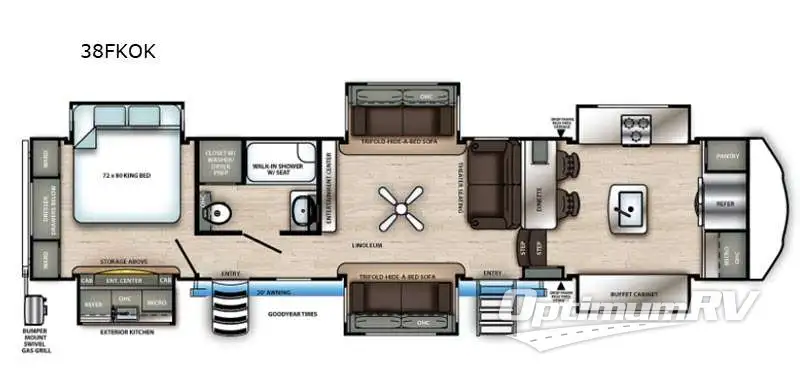 2021 Forest River Sandpiper 38FKOK Floorplan Photo