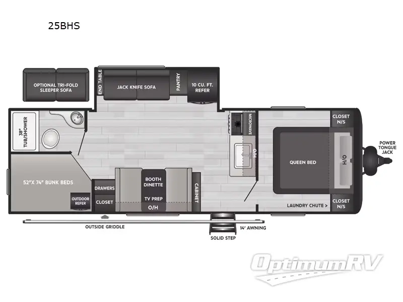 2023 Keystone Hideout 25BHS Floorplan Photo