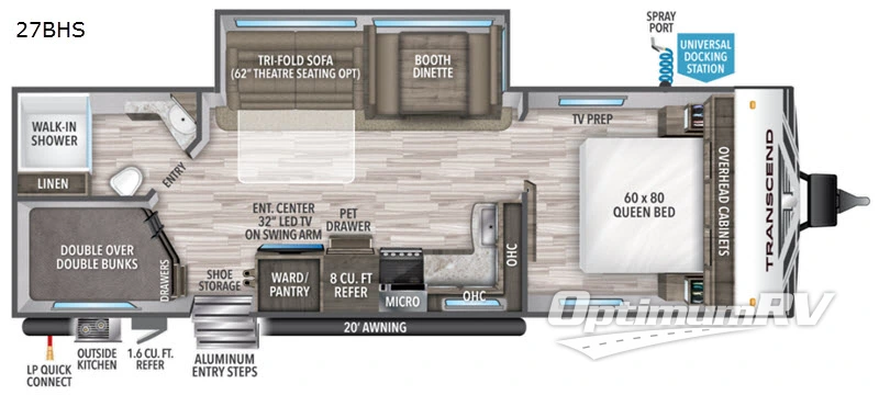 2020 Grand Design Transcend 27BHS Floorplan Photo