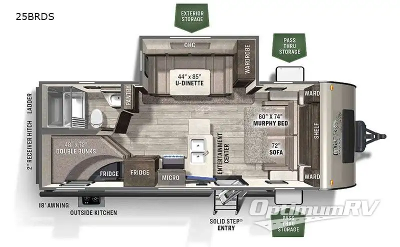 2021 Forest River Flagstaff Micro Lite 25BRDS Floorplan Photo