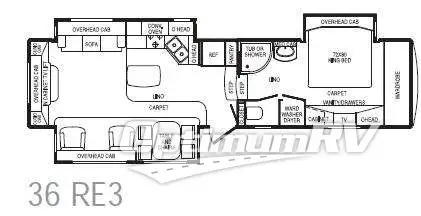 2008 DRV Luxury Suites Elite Suites 36RE3 Floorplan Photo