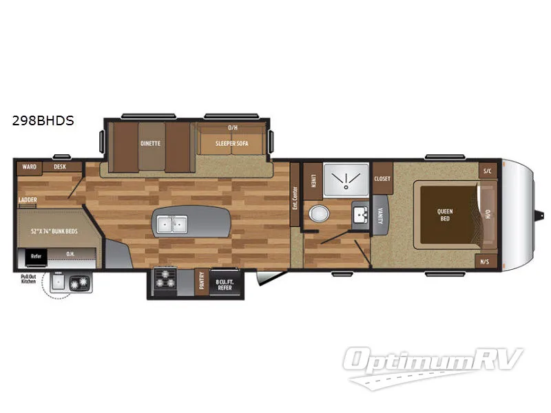 2017 Keystone Hideout 298BHDS Floorplan Photo