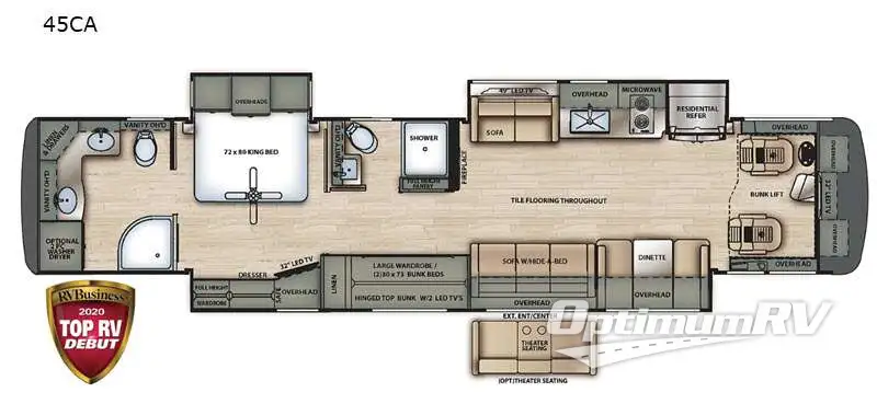 2021 Forest River Berkshire XLT 45CA Floorplan Photo