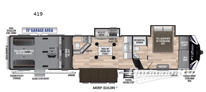 2020 Keystone Fuzion 419 RV Floorplan Photo