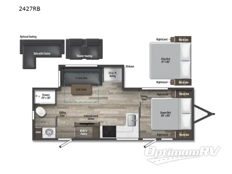 2022 Winnebago Towables Voyage 2427RB Floorplan Photo