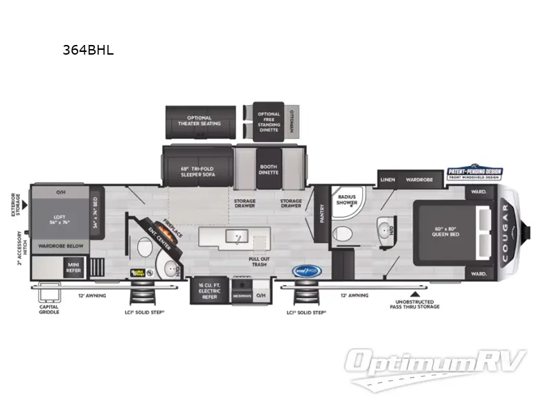 2025 Keystone Cougar 364BHL Floorplan Photo