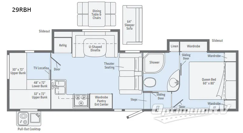 2019 Winnebago Towables Minnie Plus 29RBH Floorplan Photo