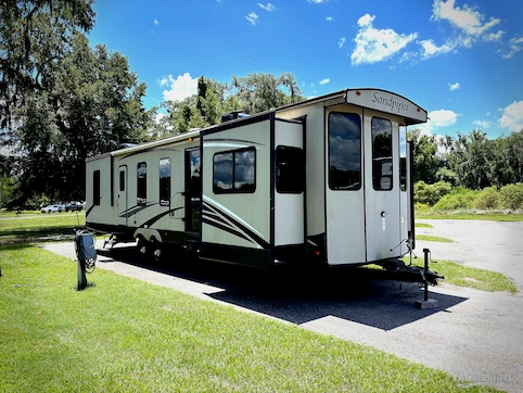 Used 2017 Forest River Sandpiper Destination Trailers 393CK Featured Photo