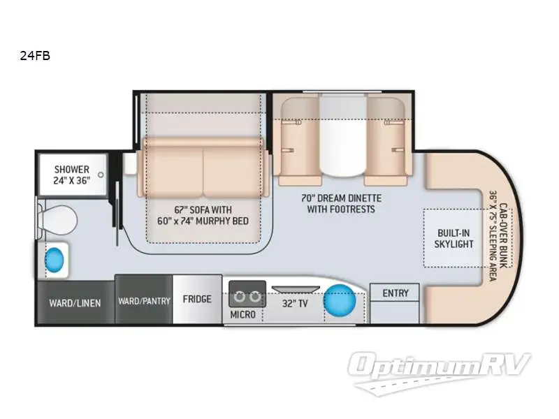 2022 Thor Tiburon Sprinter 24FB Floorplan Photo