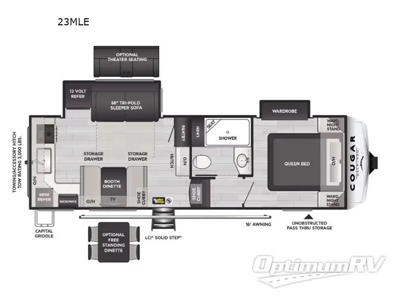 2024 Keystone Cougar Half-Ton 23MLE RV Floorplan Photo