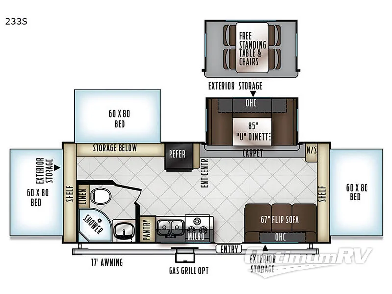 2018 Forest River Rockwood Roo 233S RV Floorplan Photo