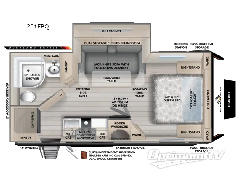 2026 Ember Overland Series 201FBQ RV Floorplan Photo