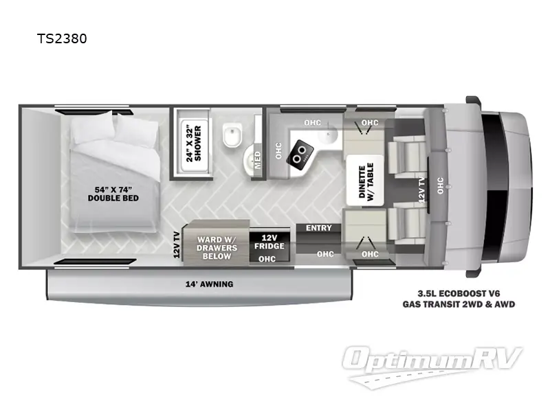 2024 Forest River Sunseeker TS TS2380 Floorplan Photo