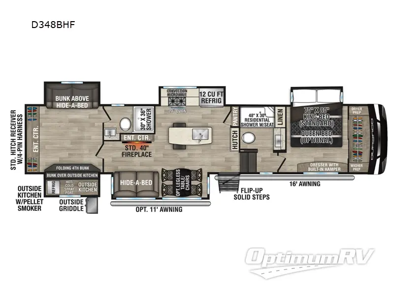 2023 KZ Durango D348BHF RV Floorplan Photo