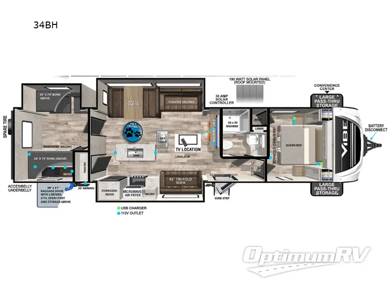 2024 Forest River Vibe 34BH RV Floorplan Photo