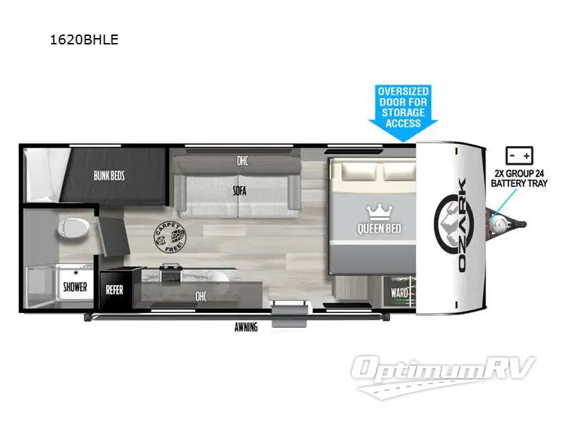 2024 Forest River Ozark 1620BHLE Floorplan Photo