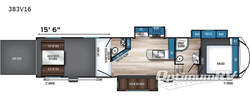 2020 Forest River Vengeance Rogue Armored 383V16 Floorplan Photo