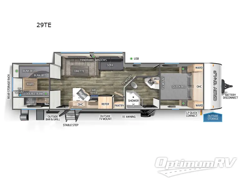 2024 Forest River Cherokee Grey Wolf 29TE Floorplan Photo
