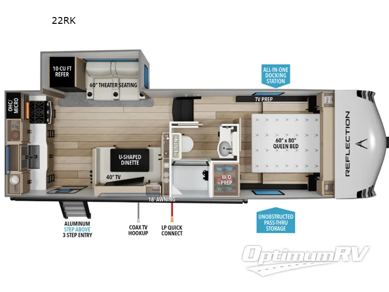 2026 Grand Design Reflection 100 Series 22RK RV Floorplan Photo