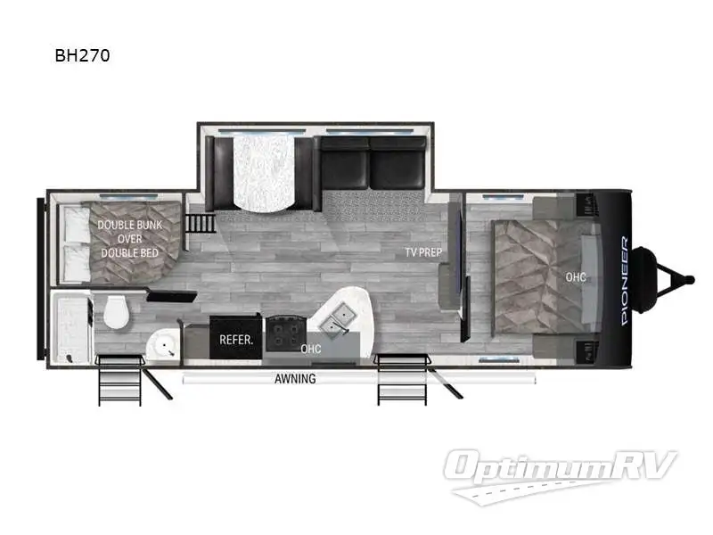 2023 Heartland Pioneer BH 270 RV Floorplan Photo