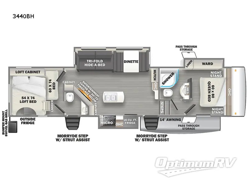 2022 Forest River Sierra 3440BH Floorplan Photo