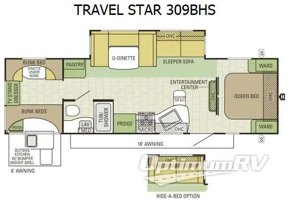 2015 Starcraft Travel Star 309BHS RV Floorplan Photo