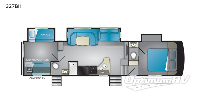 2019 Heartland ElkRidge Focus 327BH Floorplan Photo