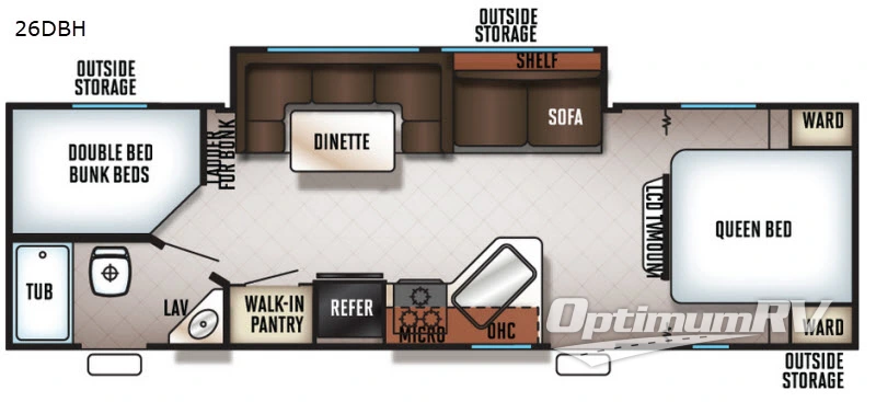 2018 Forest River Cherokee Grey Wolf 26DBH RV Floorplan Photo