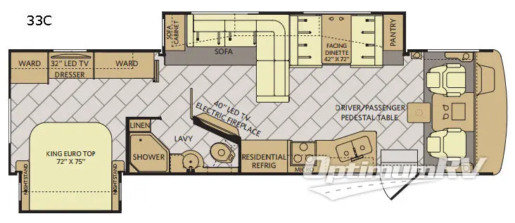 2018 Fleetwood Bounder 33C Floorplan Photo