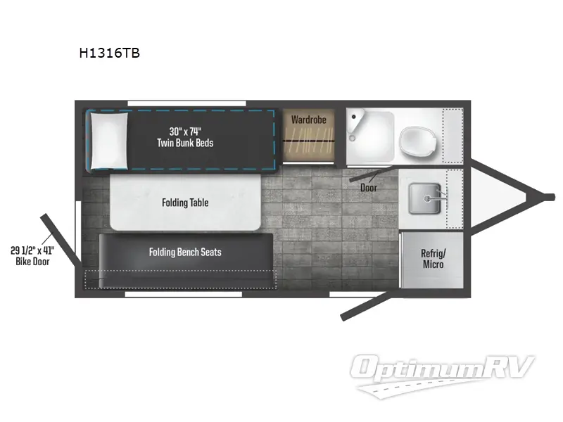2023 Winnebago Towables Hike 100 H1316TB Floorplan Photo
