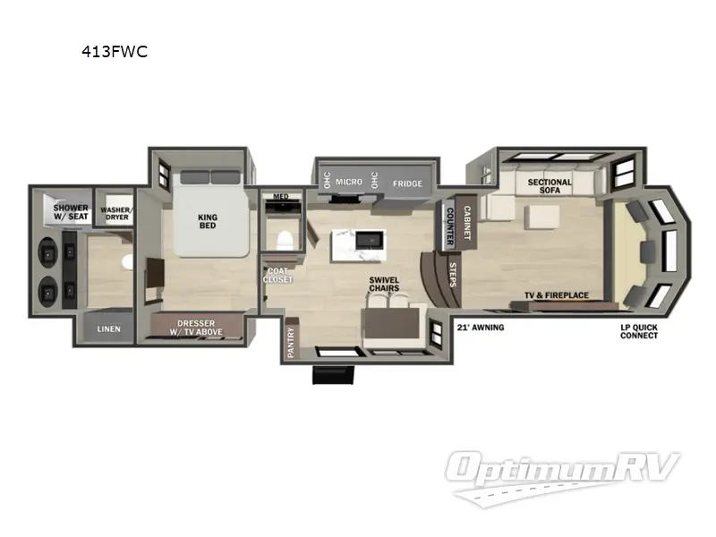 2026 Forest River Cedar Creek Cottage Fifth Wheels 413FWC RV Floorplan Photo