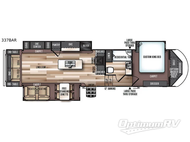 2017 Forest River Wildwood Heritage Glen 337BAR RV Floorplan Photo