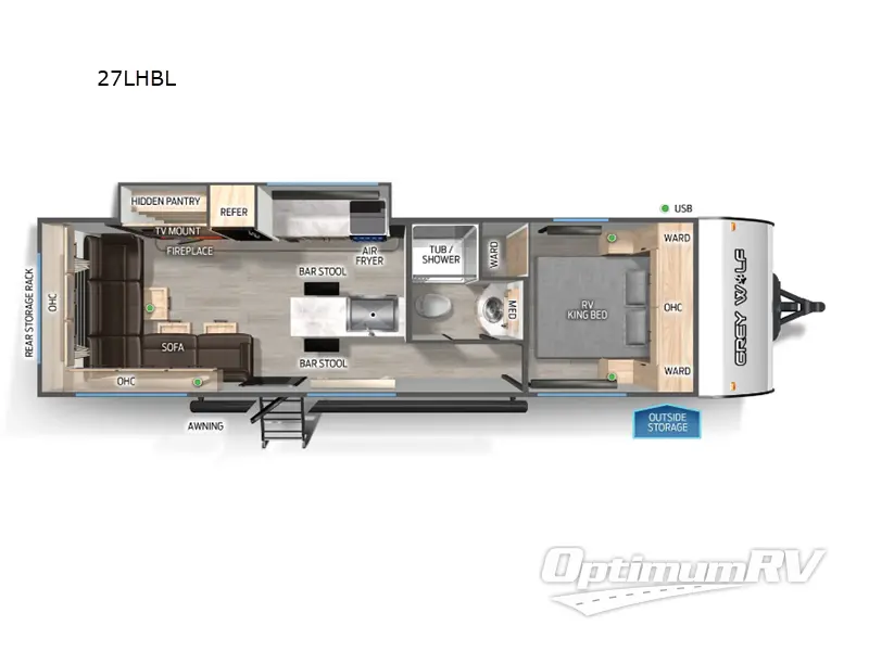 2025 Forest River Cherokee Grey Wolf Black label 27LHBL Floorplan Photo