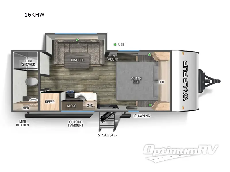 2025 Forest River Cherokee Wolf Pup 16KHW Floorplan Photo
