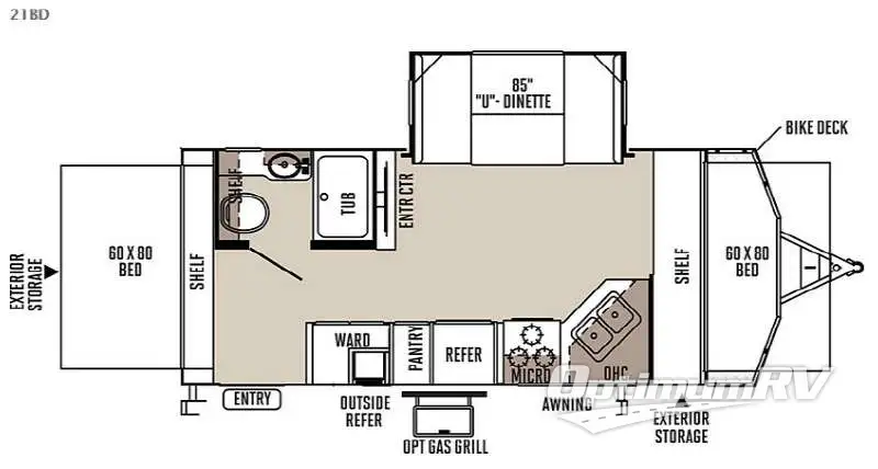 2015 Forest River Flagstaff Shamrock 21BD RV Floorplan Photo