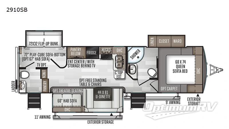 2020 Forest River Rockwood Ultra Lite 2910SB RV Floorplan Photo