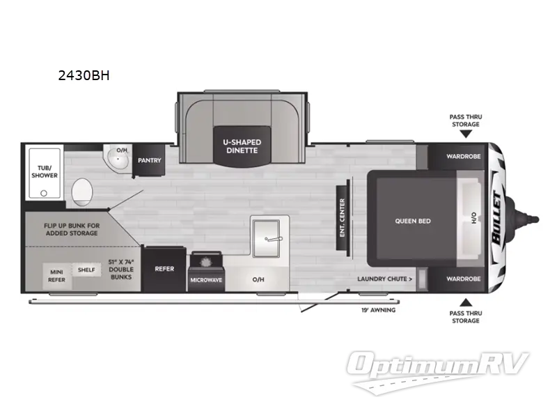 2022 Keystone Bullet Crossfire 2430BH Floorplan Photo