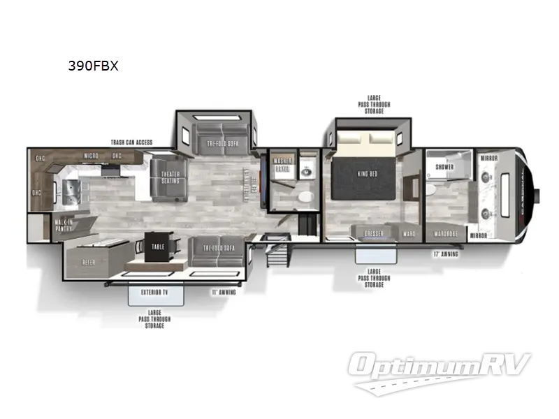 2021 Forest River Cardinal Luxury 390FBX RV Floorplan Photo