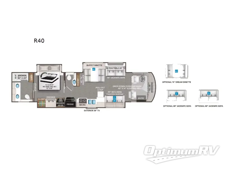 2022 Thor Venetian R40 RV Floorplan Photo