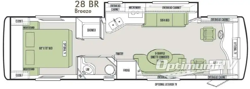 2014 Tiffin Allegro Breeze 28 BR RV Floorplan Photo