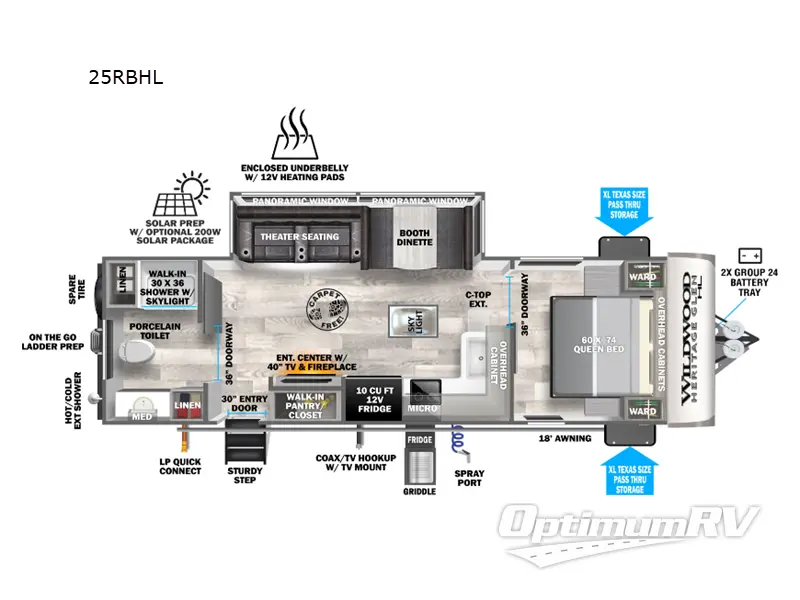 2024 Forest River Wildwood Heritage Glen Hyper-Lyte 25RBHL RV Floorplan Photo