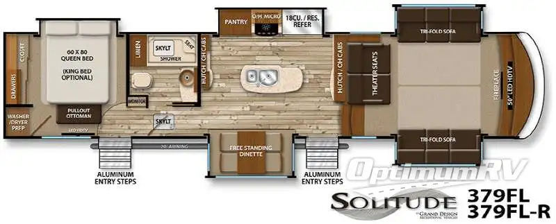 2016 Grand Design Solitude 379FL Floorplan Photo